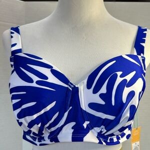 Kona Sol, NWT Womens Bikini Top and Bottom Swimsuit Blue/White Set